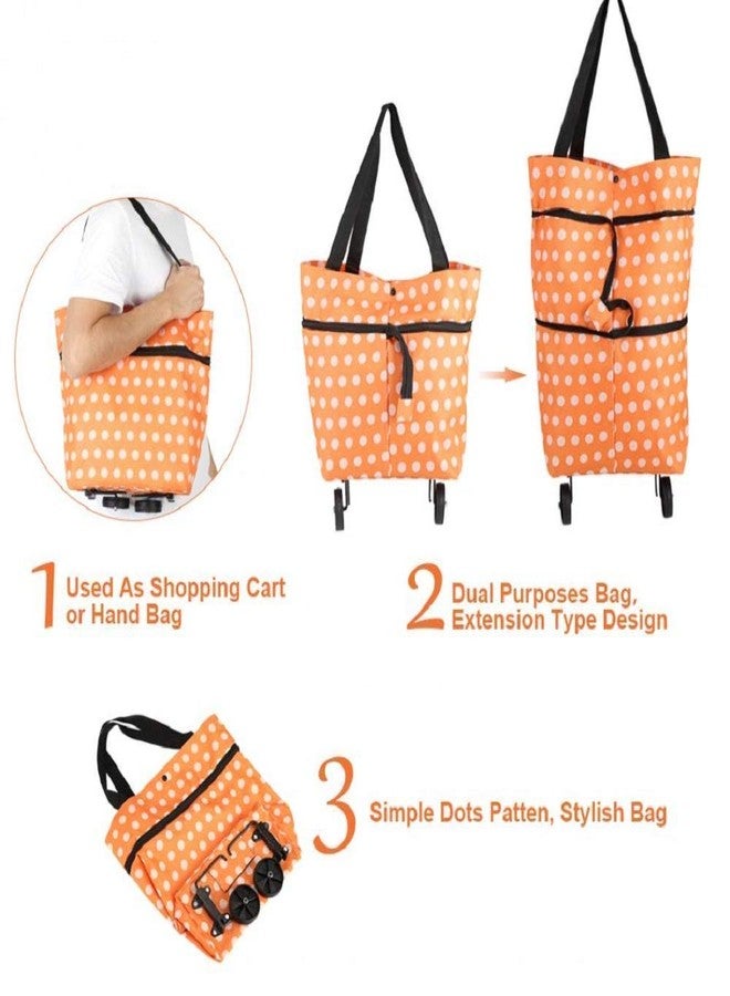 Vensi SHOP ZONE Fabric Metal Shopping Trolley Carry Bag for Vegetables and Grocery Lightweight Folding Shopping Trolley Travel Luggage Bag with Wheels (Multi) - Image 4